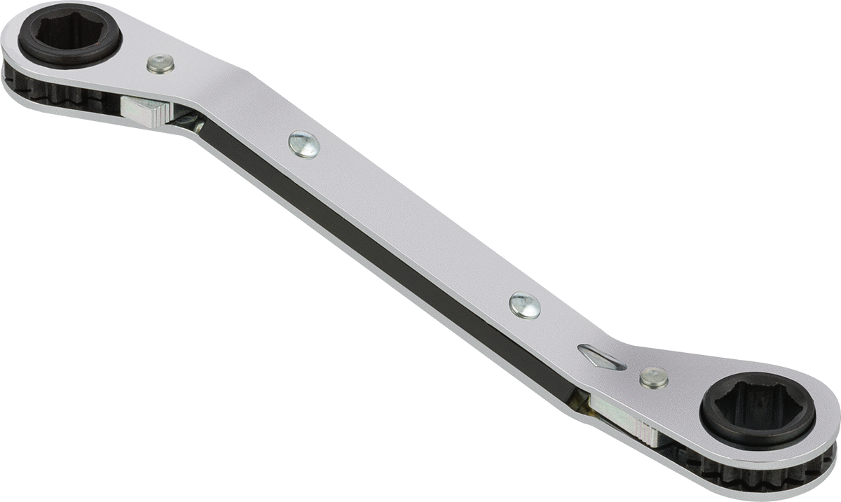 Derin Ofsetli Cırcırlı Çift Başlı Kutu Anahtarı, 6 Uçlu Açıklıklar, 11 mm x 13 mm Boyut, 6-3/4" Toplam Uzunluk