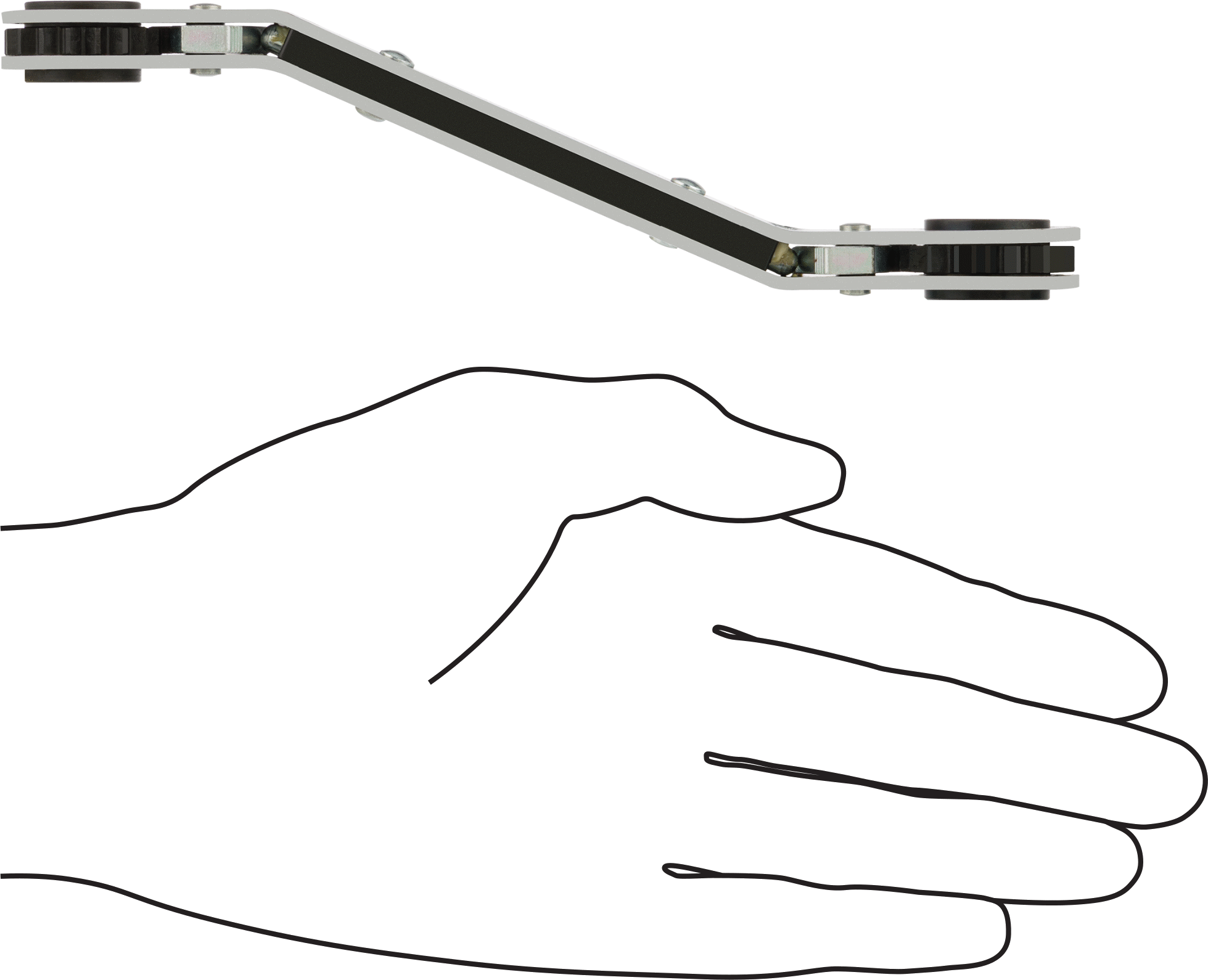 Derin Ofsetli Cırcırlı Çift Başlı Kutu Anahtarı, 6 Uçlu Açıklıklar, 11 mm x 13 mm Boyut, 6-3/4" Toplam Uzunluk