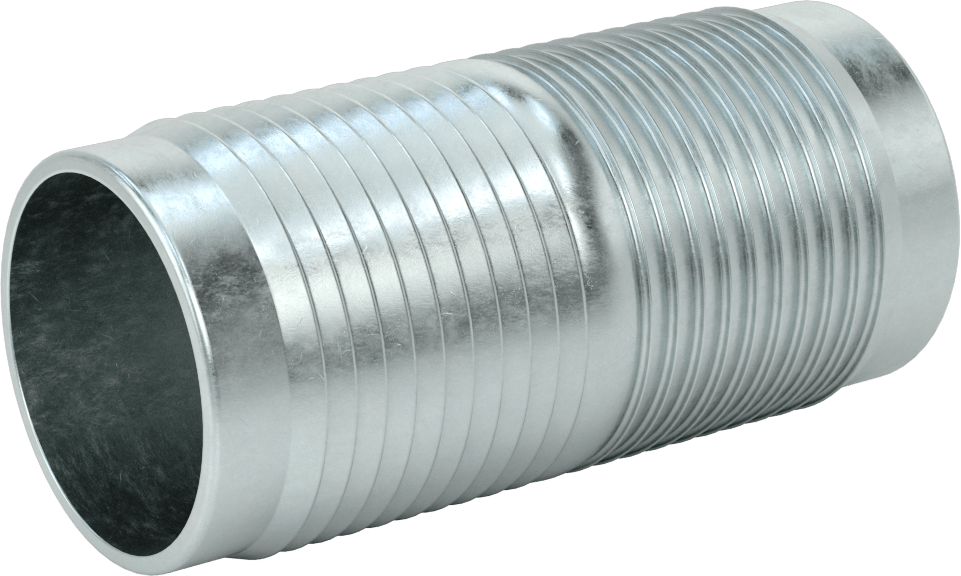 Kolay Takılan Dikenli Düz Konektör, Hava ve Su için, Çinko Kaplı Çelik, 2-1/2" Hortum İç Çapı için