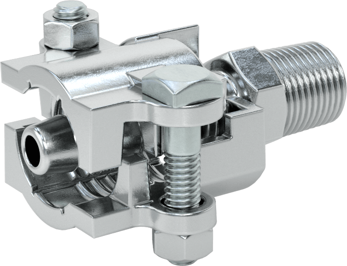 Buhar için Kilitli Kelepçeli Hortum Adaptörü, 1/2" Hortum İç Çapı için, 1-1/16" Maksimum Hortum Dış Çapı, 1/2 NPT Erkek