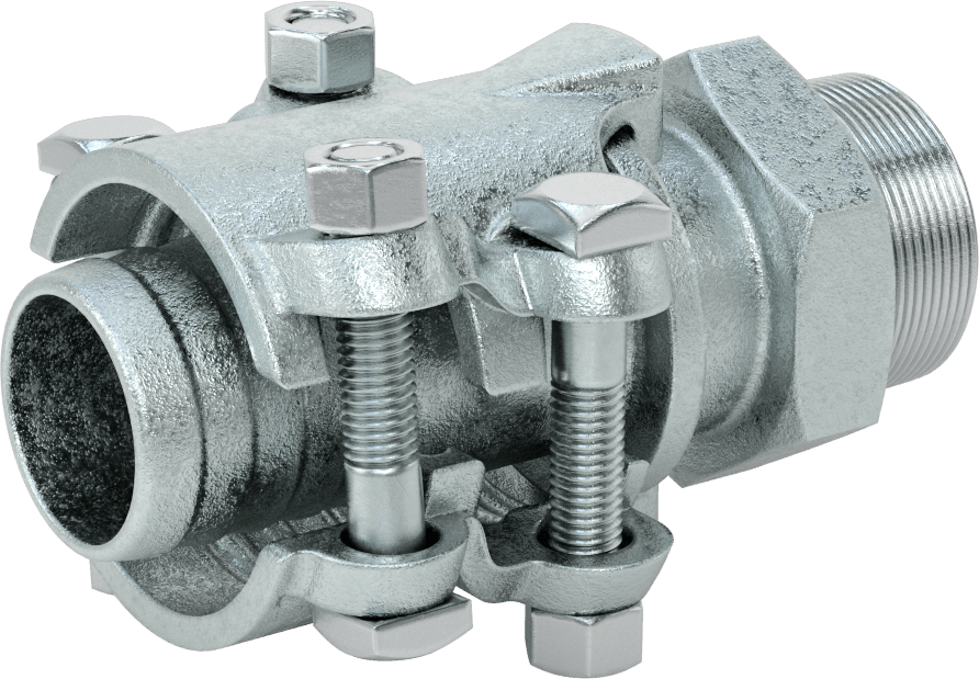 Buhar için Kilitli Kelepçeli Hortum Adaptörü, 2" Hortum İç Çapı için, 2-1/2“ ila 2-25/32” Hortum Dış Çapı, 2 NPT Erkek