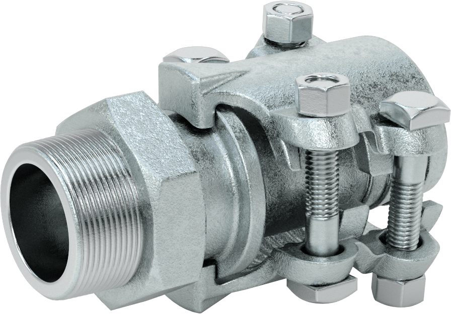 Buhar için Kilitli Kelepçeli Hortum Adaptörü, 2" Hortum İç Çapı için, 2-1/2“ ila 2-25/32” Hortum Dış Çapı, 2 NPT Erkek