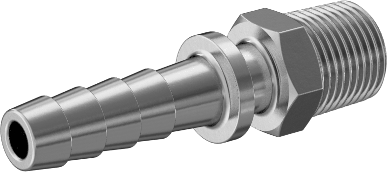 Dikenli Hortum Bağlantı Parçası, Buhar için, 303/304 Paslanmaz Çelik Adaptör, 3/8" İç Çap x 3/8 NPT Erkek