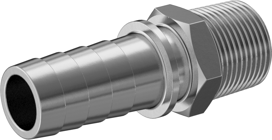 Dikenli Hortum Bağlantı Parçası, Buhar için, 303/304 Paslanmaz Çelik Adaptör, 1" iç çap x 1 NPT erkek için