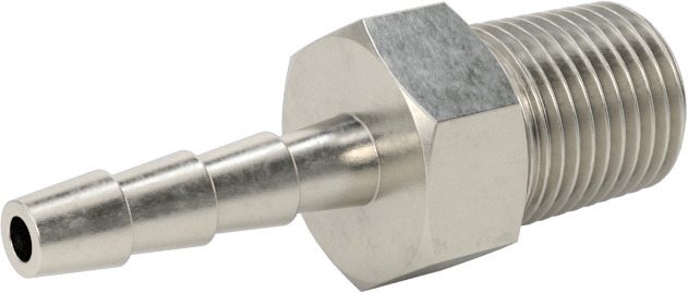 Dikenli Hortum Bağlantı Parçası, 303 Paslanmaz Çelik Düz Adaptör, 1/8" Hortum İç Çapı, 1/8 BSPT Erkek