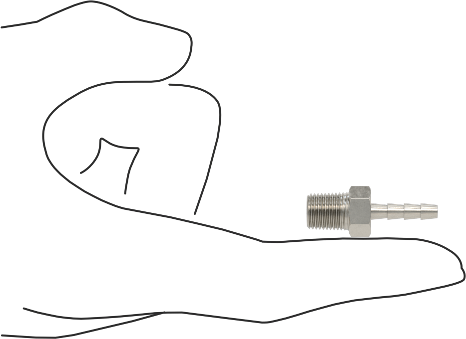 Dikenli Hortum Bağlantı Parçası, 303 Paslanmaz Çelik Düz Adaptör, 1/8" Hortum İç Çapı, 1/8 BSPT Erkek