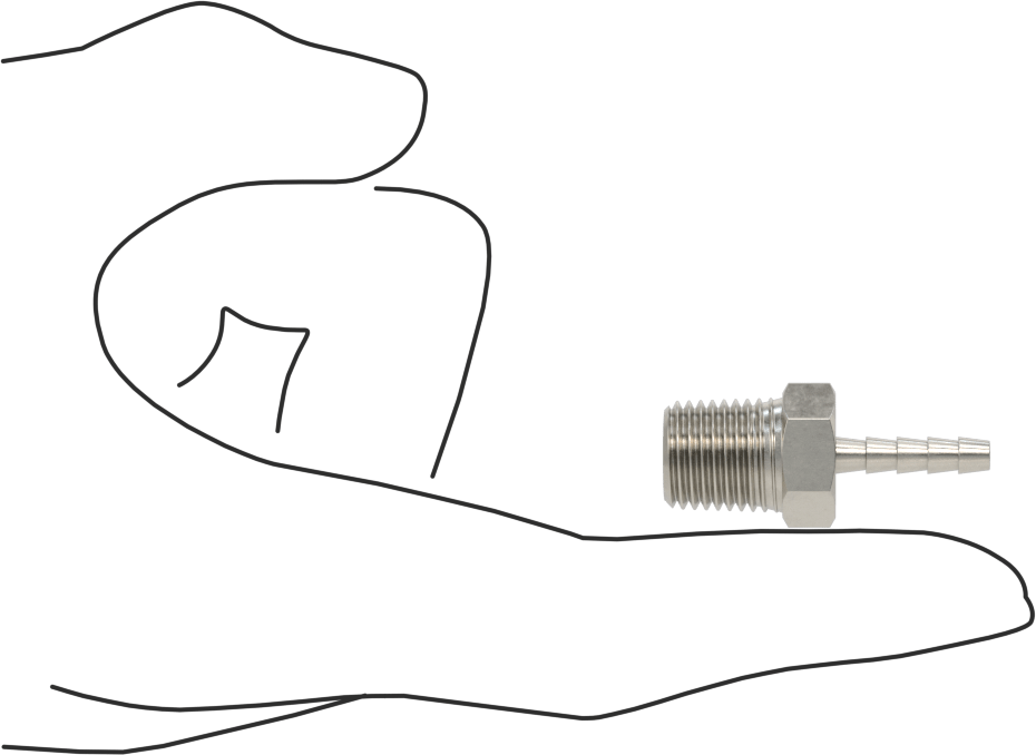 Dikenli Hortum Bağlantı Parçası, 303 Paslanmaz Çelik Düz Adaptör, 1/8" Hortum İç Çapı, 1/4 BSPT Erkek