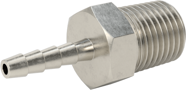 Dikenli Hortum Bağlantı Parçası, 303 Paslanmaz Çelik Düz Adaptör, 1/8" Hortum İç Çapı, 1/4 BSPT Erkek