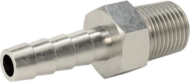 Dikenli Hortum Bağlantı Parçası, 303 Paslanmaz Çelik Düz Adaptör, 3/16" Hortum İç Çapı, 1/8 BSPT Erkek