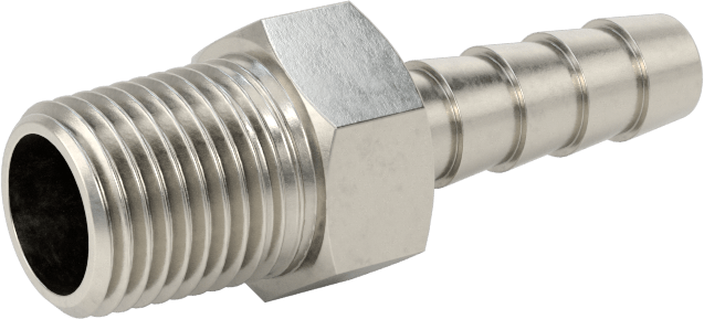 Dikenli Hortum Bağlantı Parçası, 303 Paslanmaz Çelik Düz Adaptör, 3/16" Hortum İç Çapı, 1/8 BSPT Erkek