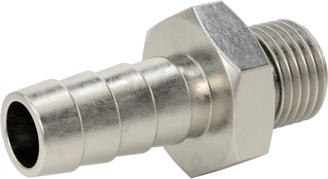 Dikenli Hortum Bağlantı Parçası, 303 Paslanmaz Çelik Düz Adaptör, 10 mm Hortum İç Çapı, 1/4 BSPP Erkek