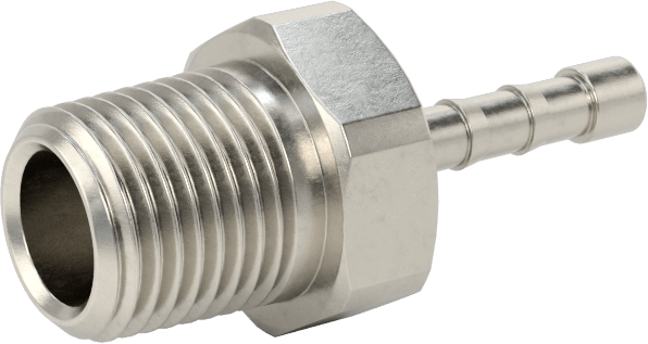Dikenli Hortum Bağlantı Parçası, 1/8" Hortum İç Çapı x 1/8 NPT Erkek için 303/304 Paslanmaz Çelik Adaptör