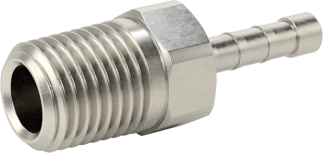 Dikenli Hortum Bağlantı Parçası, 3/16" Hortum İç Çapı x 1/4 NPT Erkek için 303/304 Paslanmaz Çelik Adaptör