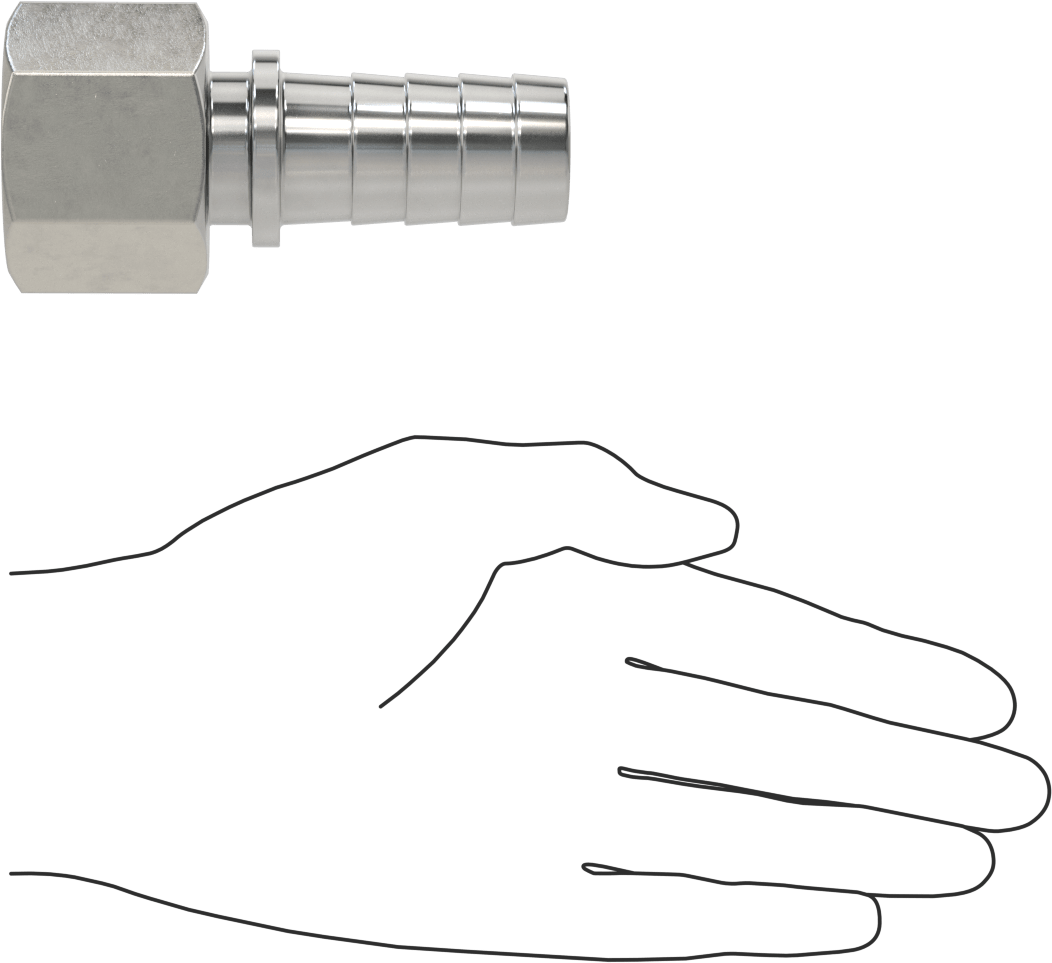 Dikenli Hortum Bağlantı Parçası, Buhar için, 303/304 Paslanmaz Çelik Adaptör, 1" İç Çap x 1 NPT Dişi için