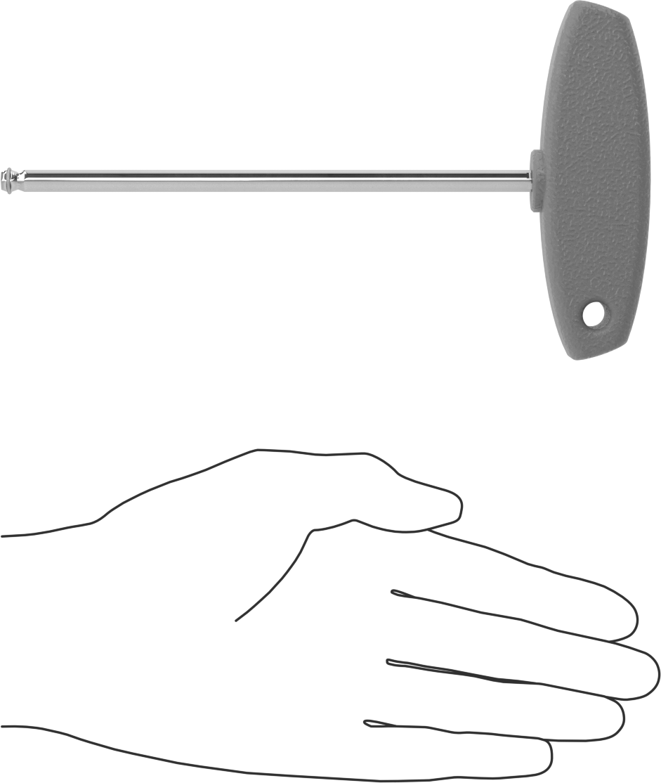 Vida Tutucu T Saplı Anahtar, 6 mm Tahrik Boyutu, 7-1/8" Toplam Uzunluk