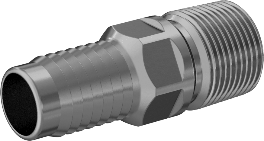 Kolay Takılan Dikenli Hortum Adaptörü, Hava ve Su için, Pirinç, 1" Hortum İç Çapı x 1 NPT Erkek
