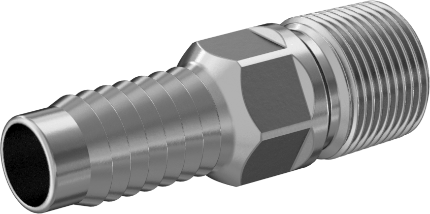 Kolay Takılan Dikenli Hortum Adaptörü, Hava ve Su için, Alüminyum, 3/4" Hortum İç Çapı x 3/4 NPT Erkek için