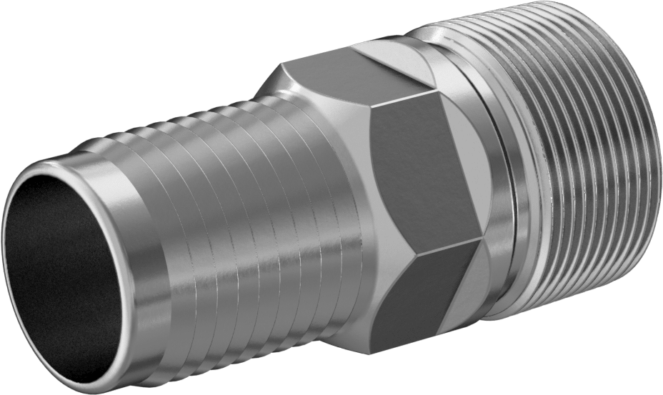 Kolay Takılan Dikenli Hortum Adaptörü, Çinko Kaplı Çelik, 1-1/2" Hortum İç Çapı x 1-1/2 NPT Erkek için