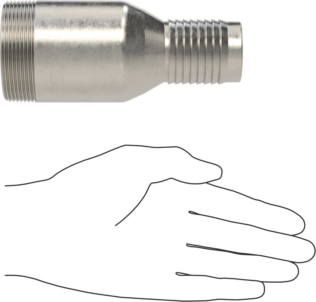 Kolay Takılan Dikenli Hortum Adaptörü, Kimyasallar için, 316 Paslanmaz Çelik, 1-1/2" Hortum İç Çapı için, 2 NPT Erkek