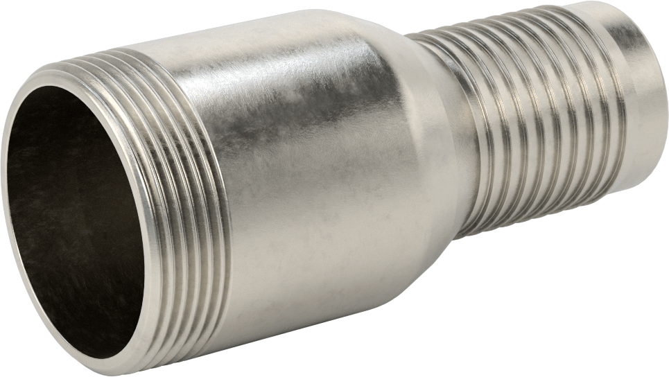 Kolay Takılan Dikenli Hortum Adaptörü, Kimyasallar için, 316 Paslanmaz Çelik, 2" Hortum İç Çapı için, 2-1/2 NPT Erkek