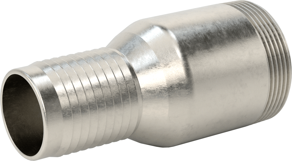 Kolay Takılan Dikenli Hortum Adaptörü, Kimyasallar için, 316 Paslanmaz Çelik, 2" Hortum İç Çapı için, 2-1/2 NPT Erkek