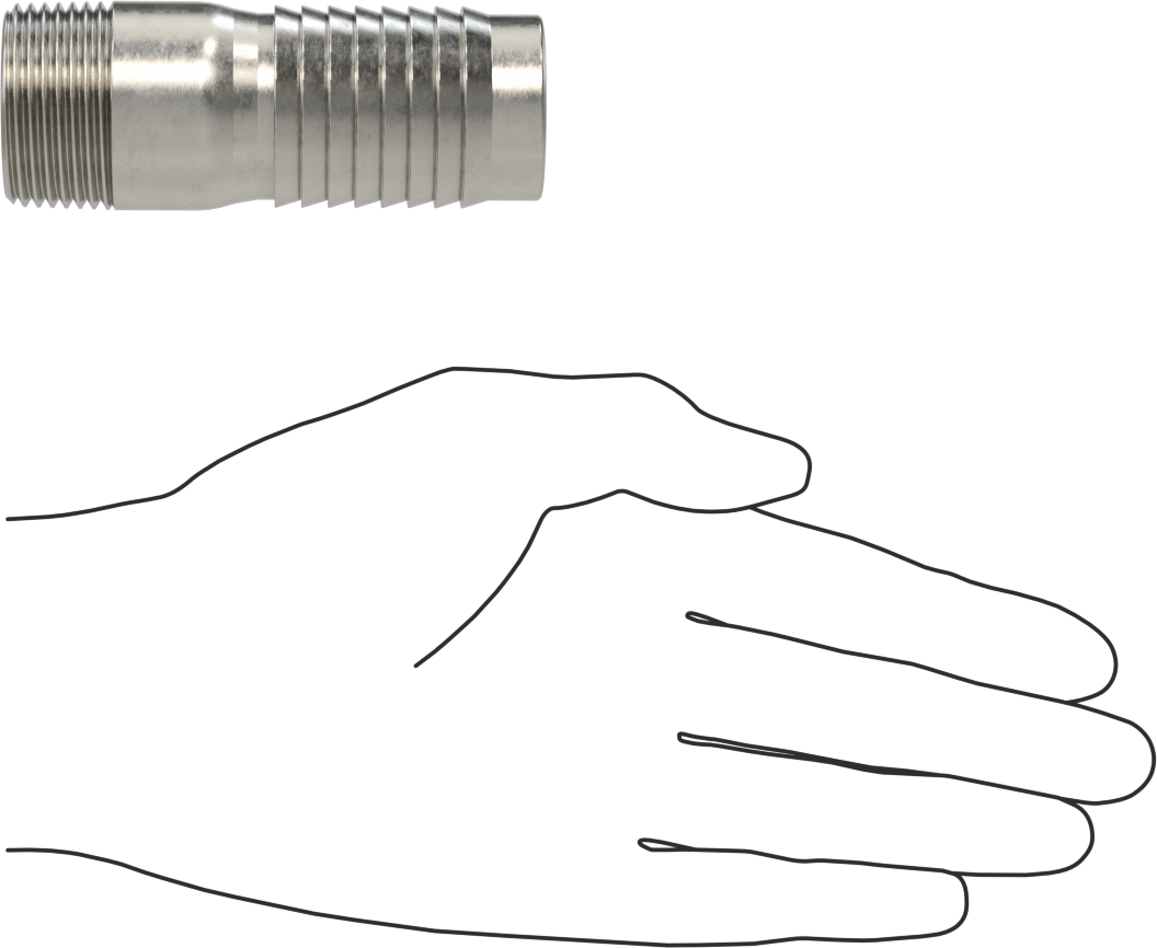 Kolay Takılan Dikenli Hortum Adaptörü, Kimyasallar için, 316 Paslanmaz Çelik, 1-1/4" Hortum İç Çapı için, 1 NPT Erkek