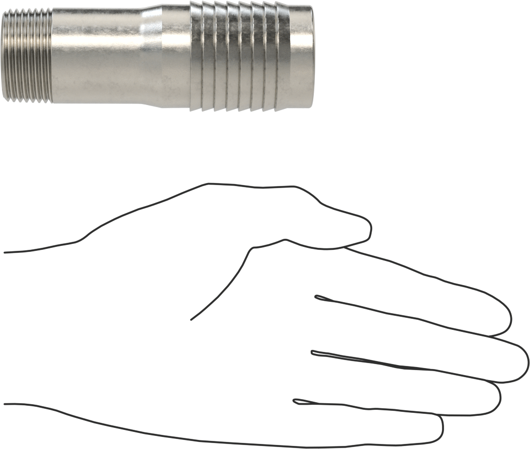 Kolay Takılan Dikenli Hortum Adaptörü, Kimyasallar için, 316 Paslanmaz Çelik, 1-1/2" Hortum İç Çapı için, 1 NPT Erkek