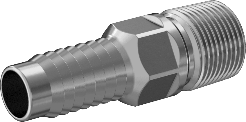 Kolay Takılan Dikenli Hortum Adaptörü, Kimyasallar için, 316 Paslanmaz Çelik, 3/4" Hortum İç Çapı için, 3/4 NPT Erkek