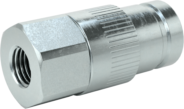 Yüksek Basınçlı Minimum Sızıntılı Hızlı Ayrılabilir Hortum Bağlantısı, 1/4 Boyut, Plug, Çinko Kaplı Çelik, 7/16"-20 UN/UNF Dişi