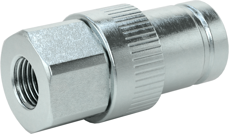 Yüksek Basınçlı Minimum Sızıntılı Hızlı Ayrılabilir Hortum Bağlantısı, 3/8 Boyutu, Plug, Çinko Kaplı Çelik, 9/16"-18 UN/UNF Dişi Dişli