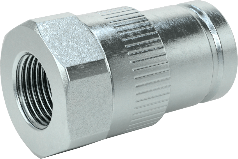 Yüksek Basınçlı Minimum Sızıntılı Hızlı Ayrılabilir Hortum Bağlantısı, 3/4 Boyut, Plug, Çinko Kaplı Çelik, 1 1/16"-12 UN/UNF Diş