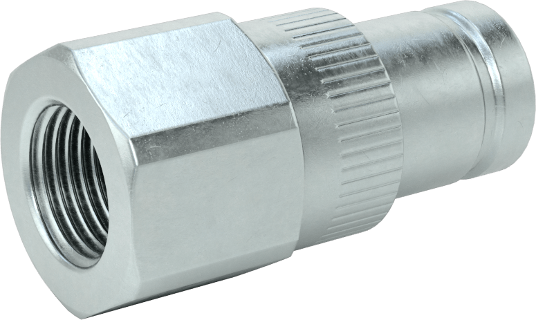 Yüksek Basınçlı Minimum Sızıntılı Hızlı Ayrılabilir Hortum Bağlantısı, 3/8 Boyutu, Plug, Çinko Kaplamalı, Çelik, 1/2 NPTF Dişi