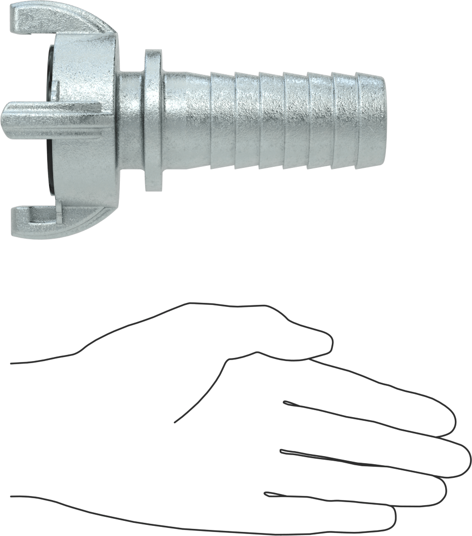 Hava ve Su için Bükümlü Pençeli Hortum Bağlantısı, 1-1/2" Hortum İç Çapı için Dikenli Uç