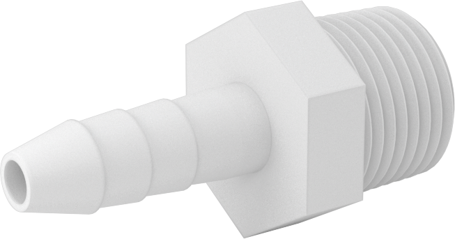 Hava ve Su için Plastik Dikenli Boru Bağlantı Elemanı, Düz Adaptör, 1/4" Boru İç Çapı x 3/8 NPT Erkek