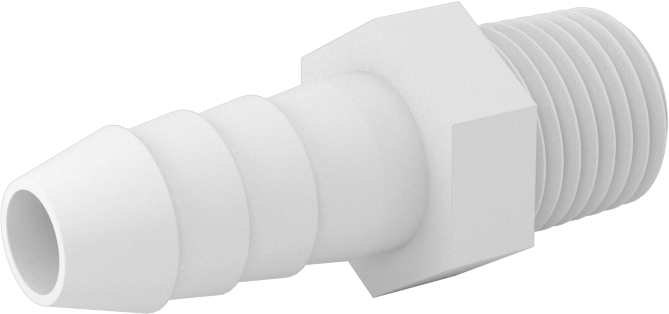 Hava ve Su için Plastik Dikenli Boru Bağlantı Elemanı, Düz Adaptör, 3/8" boru iç çapı x 1/4 NPT erkek