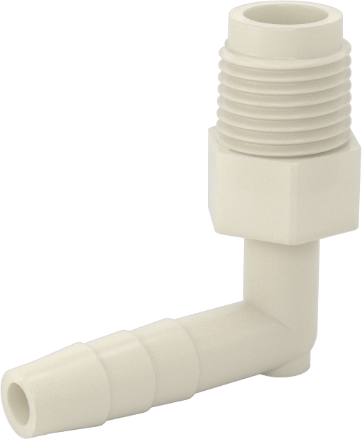 Hava ve Su için Plastik Dikenli Boru Bağlantı Elemanı, 90 Derece Dirsek, 3/16" Boru İç Çapı x 1/8 NPT Erkek için