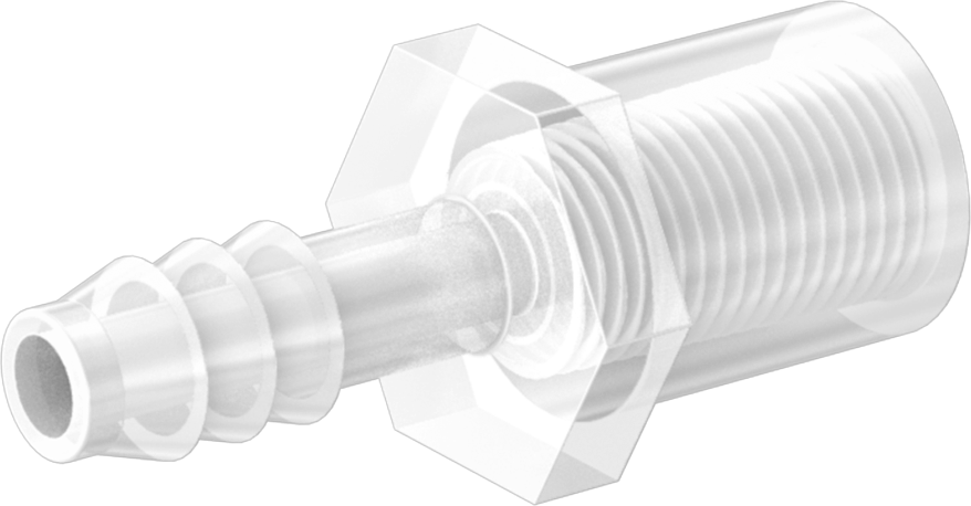 Hava ve Su için Plastik Dikenli Boru Bağlantı Elemanı, Düz Adaptör, 1/4" Boru İç Çapı x 1/8 NPT Dişi için