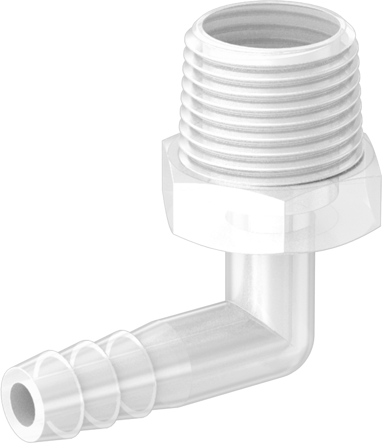 Hava ve Su için Plastik Dikenli Boru Bağlantı Elemanı, Dirsek adaptörü, 1/4" Boru İç Çapı x 3/8 NPT Erkek