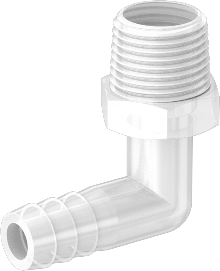 Hava ve Su için Plastik Dikenli Boru Bağlantı Elemanı, Dirsek adaptörü, 3/8" Boru İç Çapı x 3/8 NPT Erkek için
