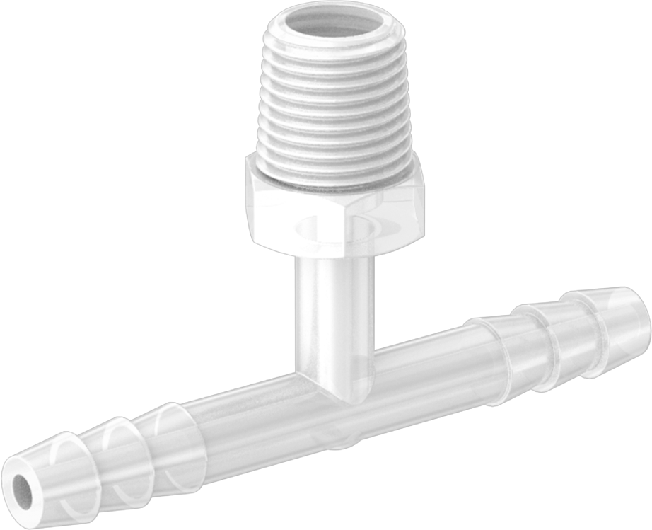 Hava ve Su için Plastik Dikenli Boru Bağlantı Elemanı, Hat Üstü T Adaptörü, 3/16" Boru İç Çapı x 1/8 NPT Erkek için