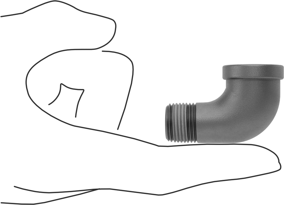 Sızdırmazlık Maddeli Düşük Basınçlı Demir Boru Bağlantı Elemanı, 90 Derece Dirsek Adaptörü, 3/8 Dişi x Erkek NPT