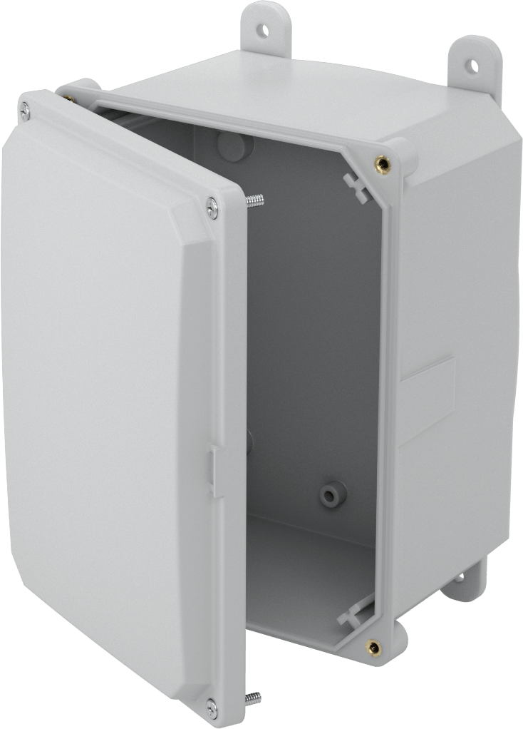 Versa-Panel Polikarbonat Muhafaza, Vidalı Kapaklı Menteşeli Kapak, 6.5" x 8.5" x 5.5", Gri