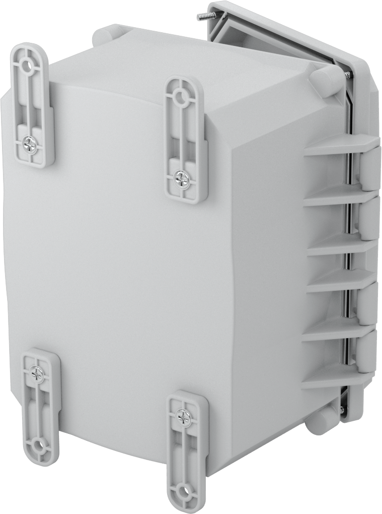 Versa-Panel Polikarbonat Muhafaza, Vidalı Kapaklı Menteşeli Kapak, 6.5" x 8.5" x 5.5", Gri