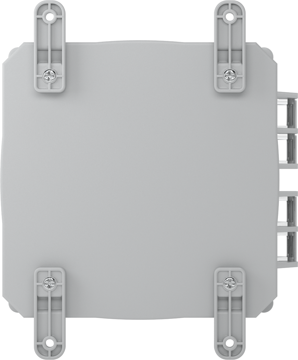 Versa-Panel Polikarbonat Muhafaza, Vidalı Şeffaf Menteşeli Kapak, 8.5" x 8.5" x 5.5", Gri
