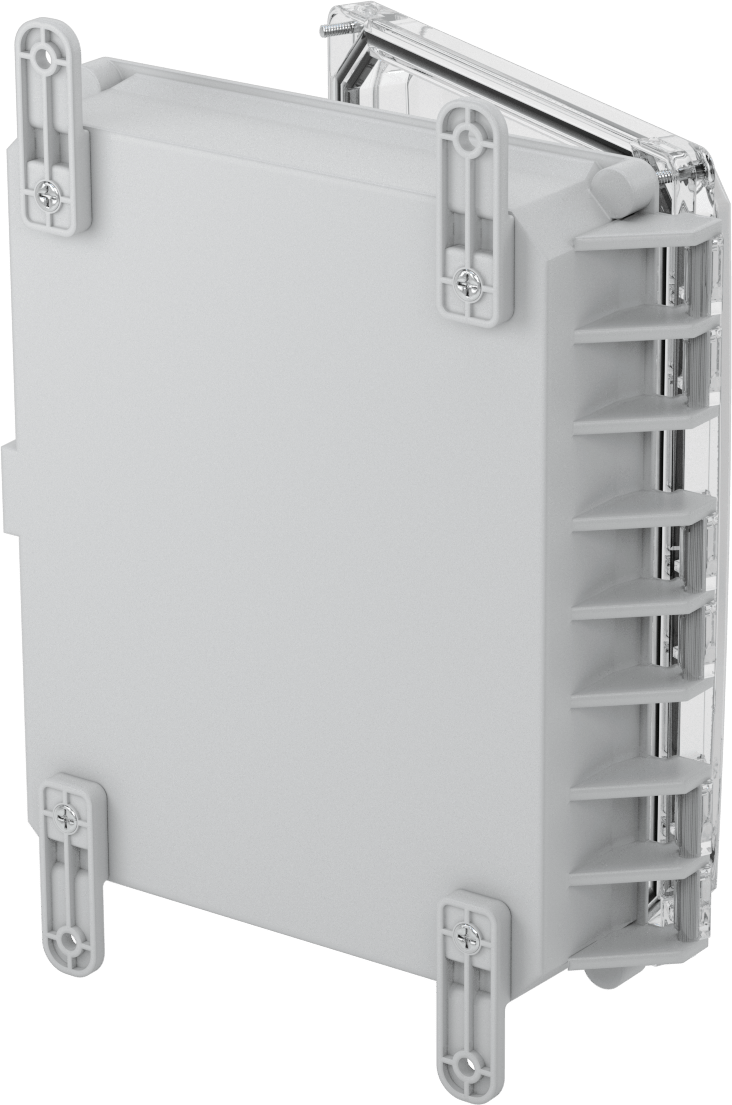 Versa-Panel Polikarbonat Muhafaza, Vidalı Şeffaf Menteşeli Kapak, 8.5" x 11" x 3-1/4", Gri