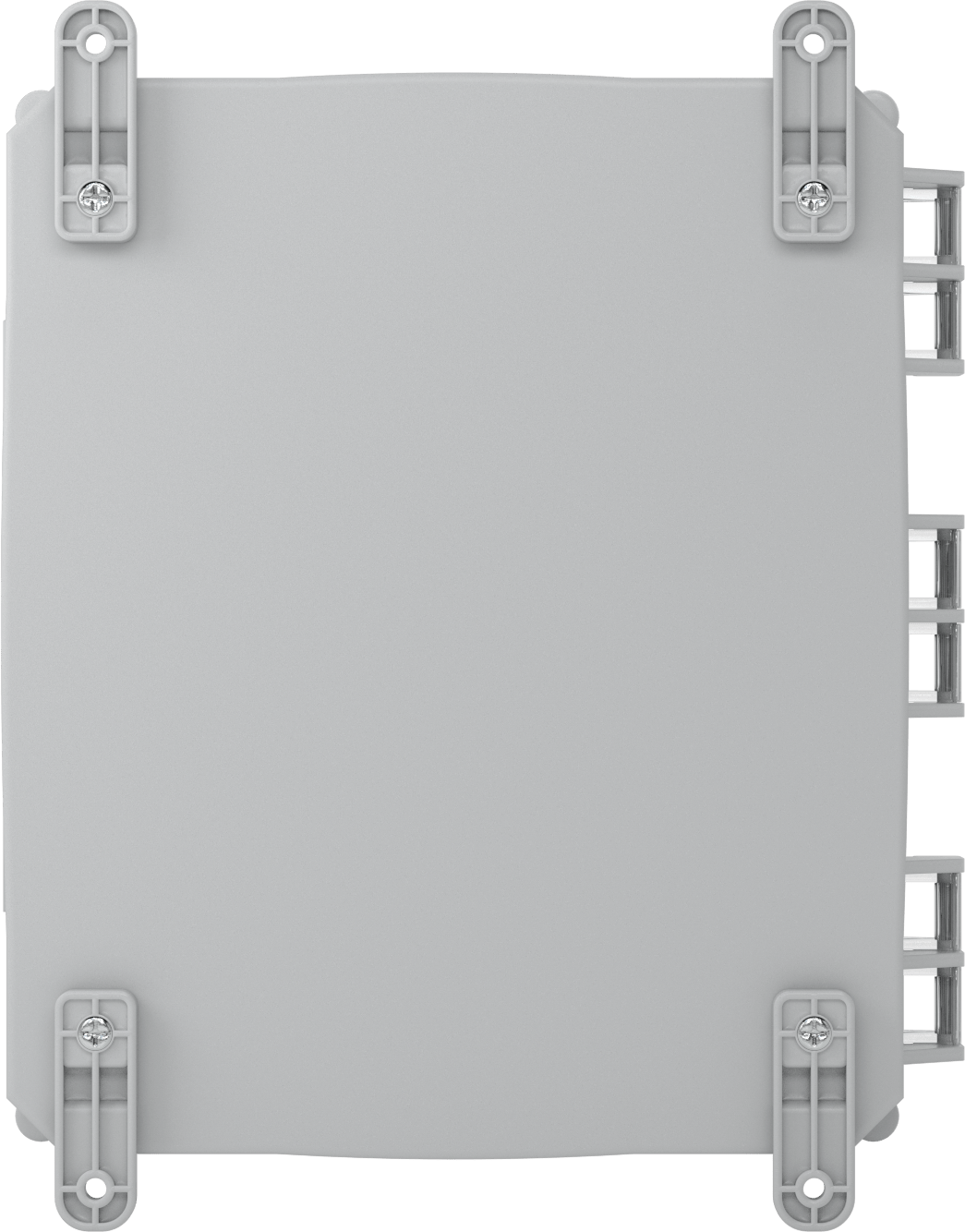 Versa-Panel Polikarbonat Muhafaza, Vidalı Şeffaf Menteşeli Kapak, 11" x 13" x 5.5", Gri