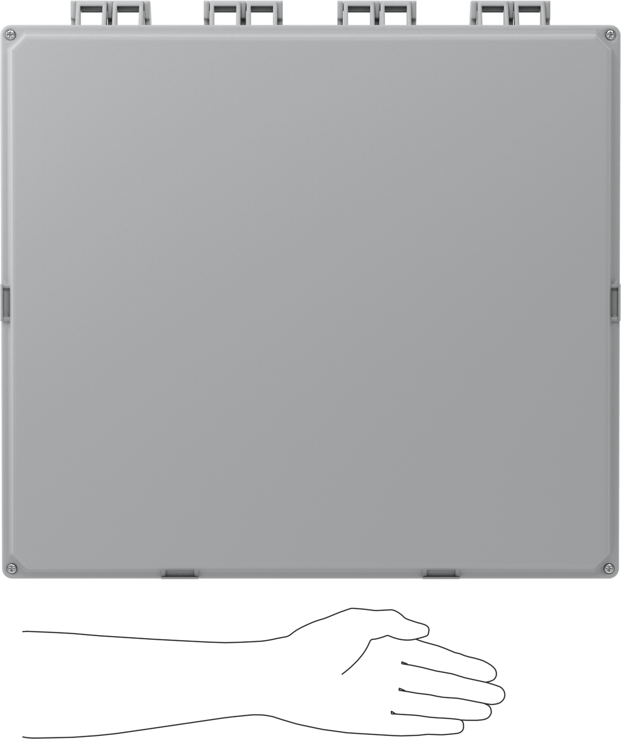 Versa-Panel Polikarbonat Muhafaza, Su Geçirmez, Vidalı Menteşeli Kapak, 17" x 19" x 12", Gri