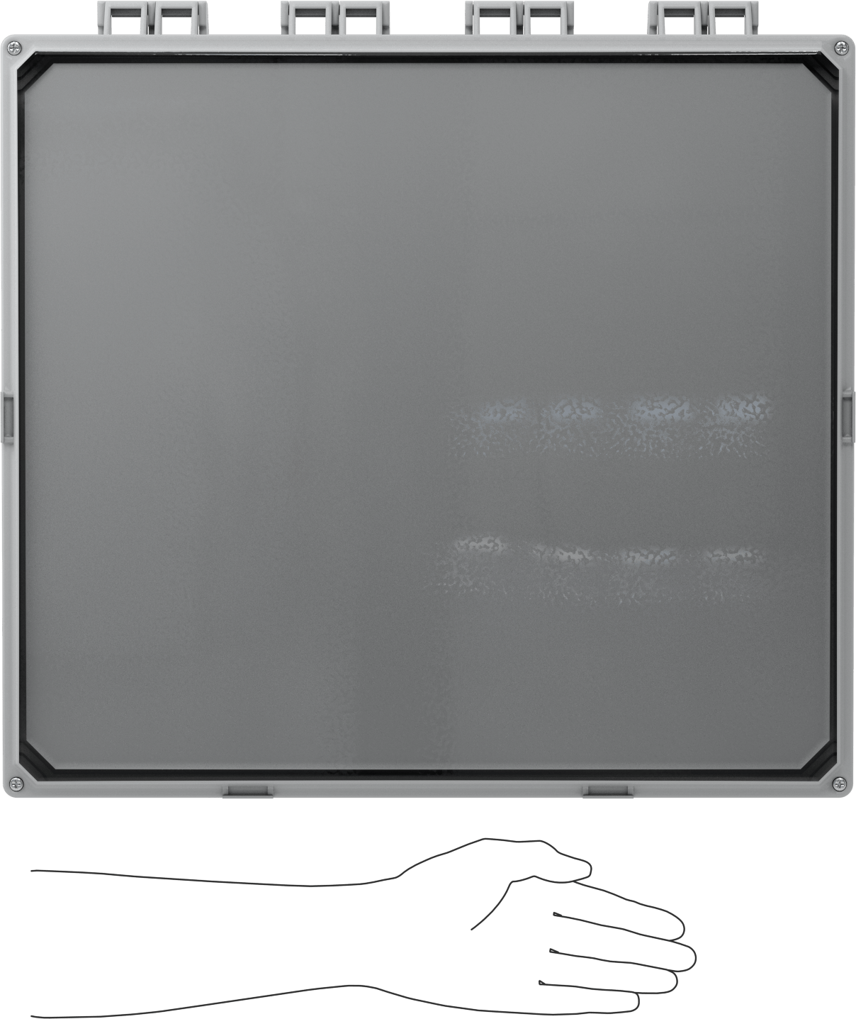 Versa-Panel Polikarbonat Muhafaza, Şeffaf Menteşe Kapağı, Vida Kapatma, 17" x 19" x 12", Gri