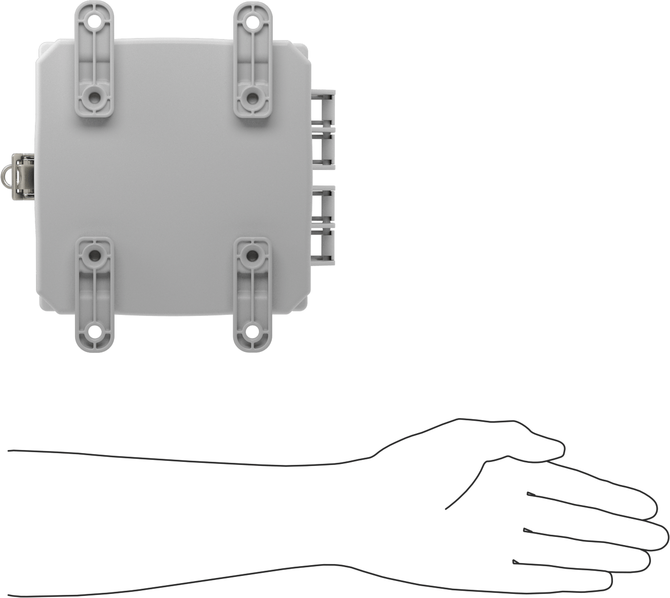 Versa-Panel Polikarbonat Muhafaza, Hızlı Açma Menteşeli Kapak, 6.5" x 6.5" x 5.5", Beyaz