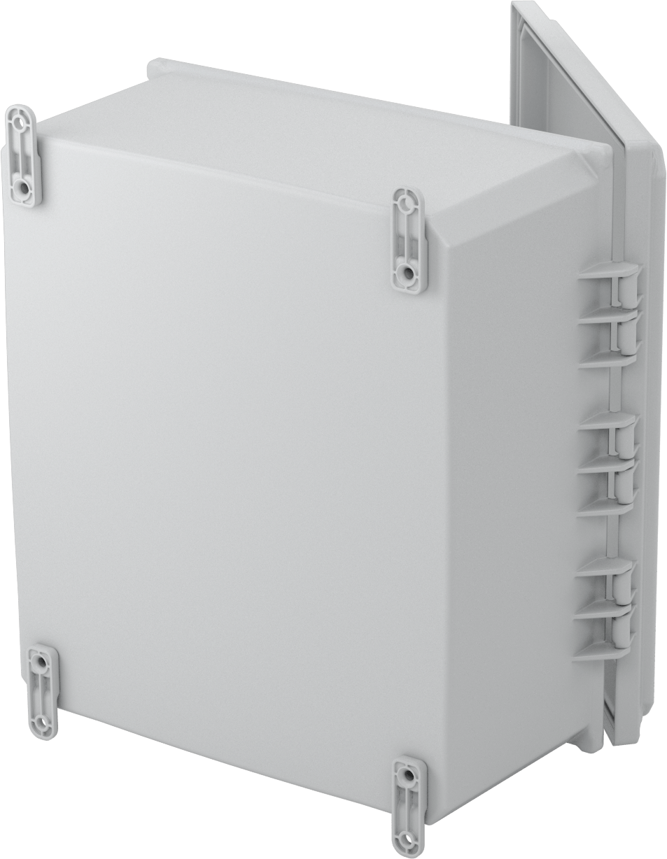 Versa-Panel Polikarbonat Muhafaza, Hızlı Açma Menteşeli Kapak, 15" x 17" x 8-1/2", Gri